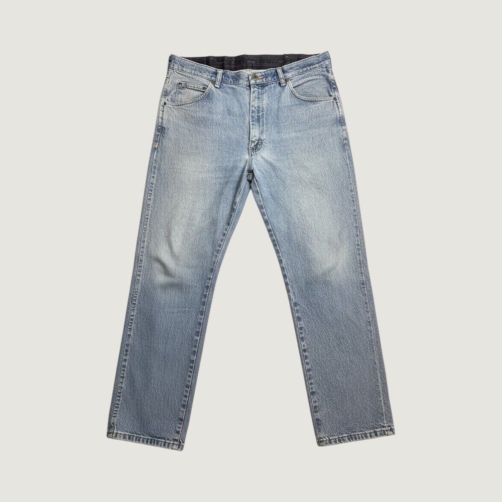 Wrangler Jeans Mens 34x30 (33x28) 855WAQD Light Blue Straight Leg Stretch Denim
